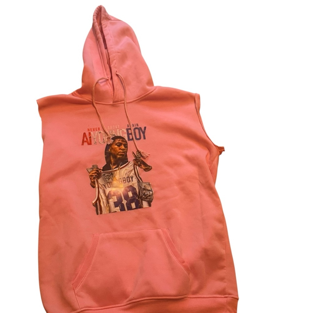 NBA Youngboy pink sleeveless hoodie unisex